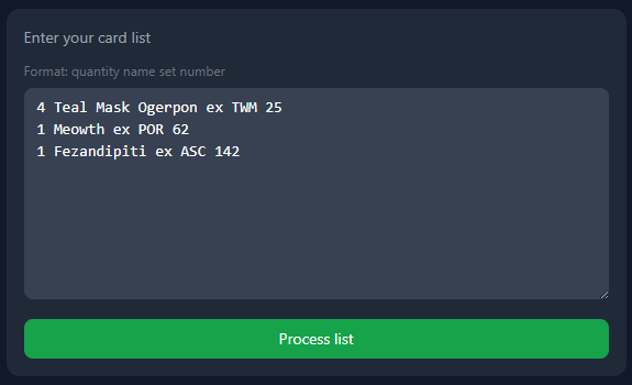 Paso 1: Pega tu lista de cartas